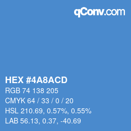 カラーコード: HEX #4A8ACD | qconv.com