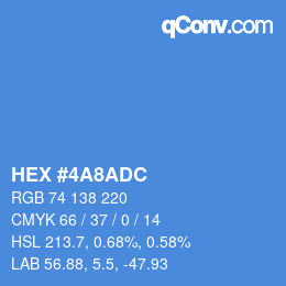 カラーコード: HEX #4A8ADC | qconv.com