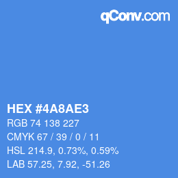 颜色代码: HEX #4A8AE3 | qconv.com