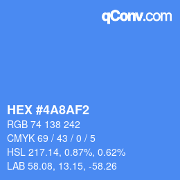 カラーコード: HEX #4A8AF2 | qconv.com