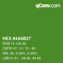 Color code: HEX #4A8B27 | qconv.com