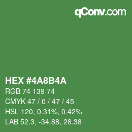 Color code: HEX #4A8B4A | qconv.com