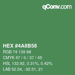 Color code: HEX #4A8B58 | qconv.com