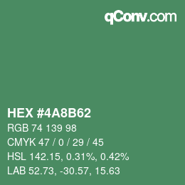 Color code: HEX #4A8B62 | qconv.com