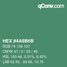 Color code: HEX #4A8B6B | qconv.com