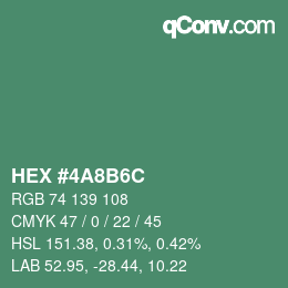 Color code: HEX #4A8B6C | qconv.com