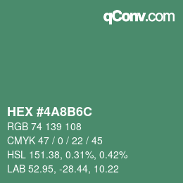 カラーコード: HEX #4A8B6C | qconv.com