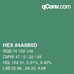 Color code: HEX #4A8B6D | qconv.com
