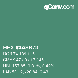 Color code: HEX #4A8B73 | qconv.com