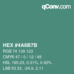 Color code: HEX #4A8B7B | qconv.com