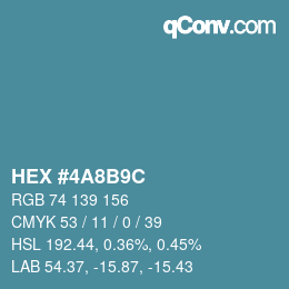 Color code: HEX #4A8B9C | qconv.com