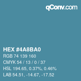 Farbcode: HEX #4A8BA0 | qconv.com