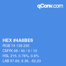 カラーコード: HEX #4A8BE6 | qconv.com