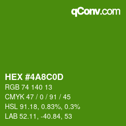 颜色代码: HEX #4A8C0D | qconv.com