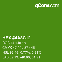 颜色代码: HEX #4A8C12 | qconv.com