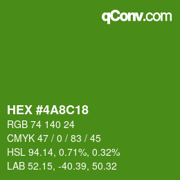 颜色代码: HEX #4A8C18 | qconv.com