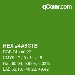 Color code: HEX #4A8C1B | qconv.com