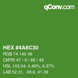 Color code: HEX #4A8C30 | qconv.com