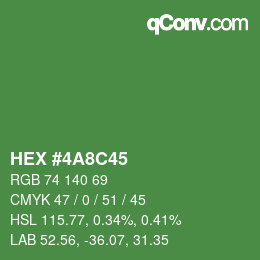 Color code: HEX #4A8C45 | qconv.com