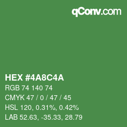 Farbcode: HEX #4A8C4A | qconv.com