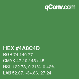 Color code: HEX #4A8C4D | qconv.com