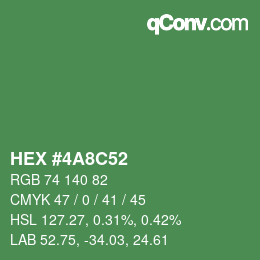 カラーコード: HEX #4A8C52 | qconv.com