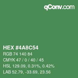 Color code: HEX #4A8C54 | qconv.com
