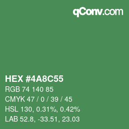 Color code: HEX #4A8C55 | qconv.com