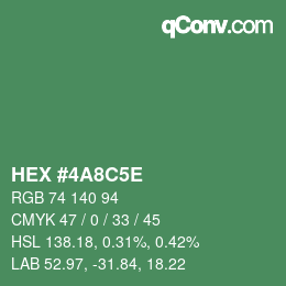 颜色代码: HEX #4A8C5E | qconv.com