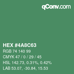 Color code: HEX #4A8C63 | qconv.com