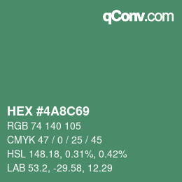 Color code: HEX #4A8C69 | qconv.com