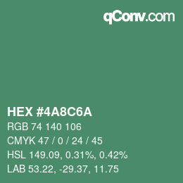 Color code: HEX #4A8C6A | qconv.com