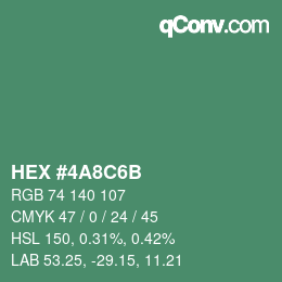 Farbcode: HEX #4A8C6B | qconv.com