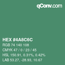 カラーコード: HEX #4A8C6C | qconv.com