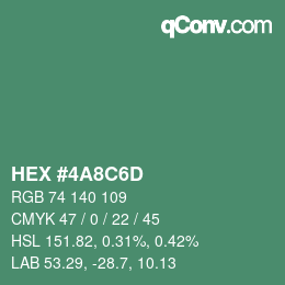 Color code: HEX #4A8C6D | qconv.com