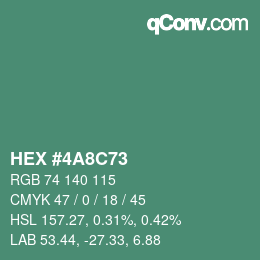 颜色代码: HEX #4A8C73 | qconv.com
