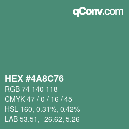 颜色代码: HEX #4A8C76 | qconv.com