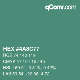 Color code: HEX #4A8C77 | qconv.com