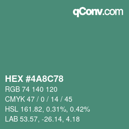 Color code: HEX #4A8C78 | qconv.com