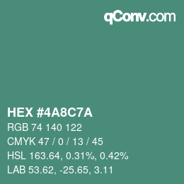Color code: HEX #4A8C7A | qconv.com