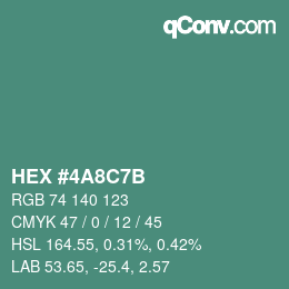 Código de color: HEX #4A8C7B | qconv.com