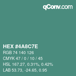 Código de color: HEX #4A8C7E | qconv.com