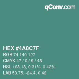 Color code: HEX #4A8C7F | qconv.com