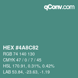 Color code: HEX #4A8C82 | qconv.com