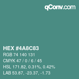Color code: HEX #4A8C83 | qconv.com