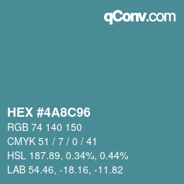 カラーコード: HEX #4A8C96 | qconv.com