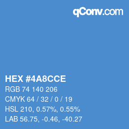 Color code: HEX #4A8CCE | qconv.com