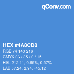 Color code: HEX #4A8CD8 | qconv.com