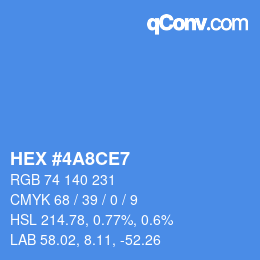 カラーコード: HEX #4A8CE7 | qconv.com
