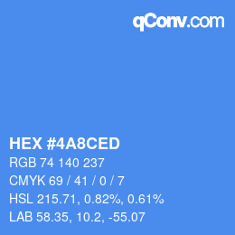 カラーコード: HEX #4A8CED | qconv.com